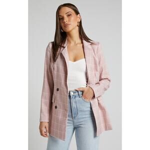Showpo Pink Plaid Women's Blazer